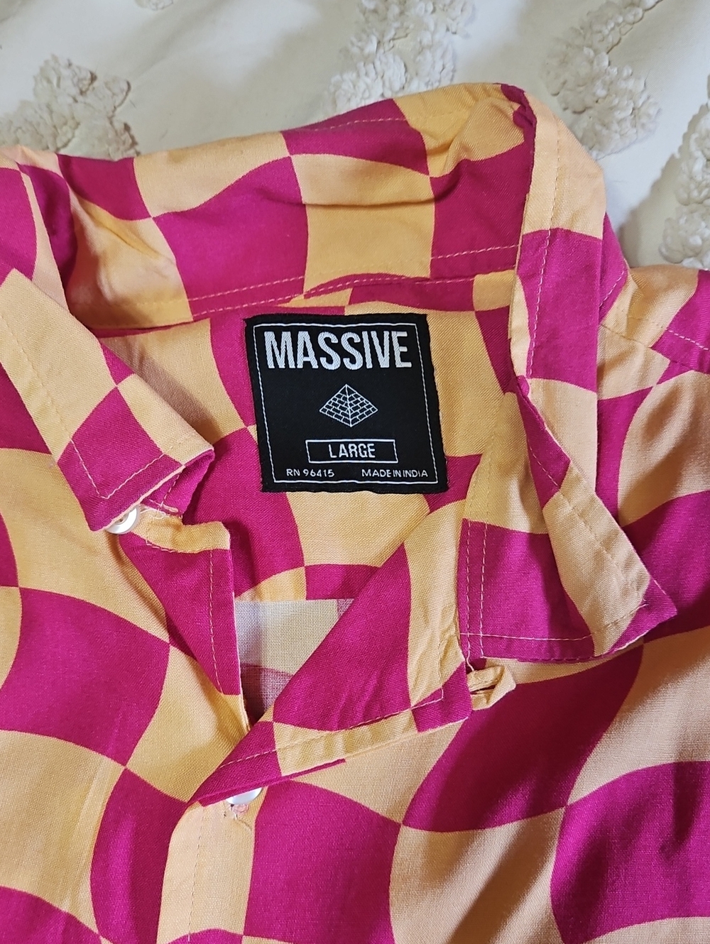 3/$25 Men's Checker Print Shirt in Pink and Orange NWOT